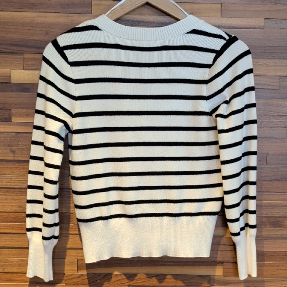 Cyrus Cream and Black Striped Button-Front Cardigan with Gold Buttons - Picture 6 of 6